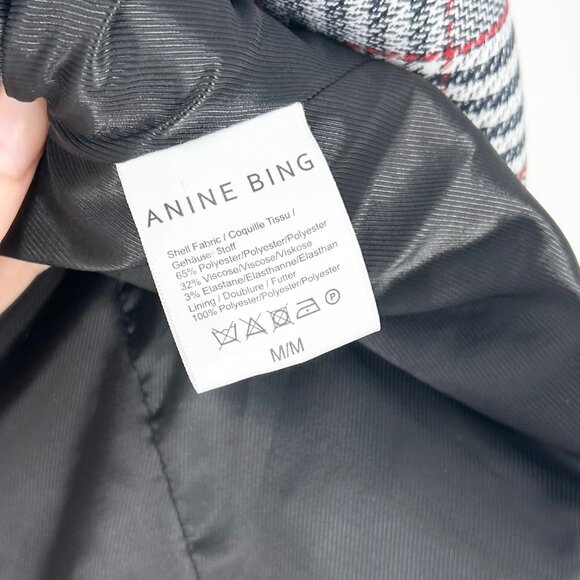 Anine Bing Madeleine Plaid Blazer Jacket Medium - Picture 8 of 9